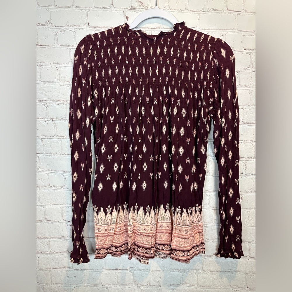 Dear John Cecily Boho Paisley long sleeve ruched crinkled popover shirt sz S NWT - Picture 7 of 7